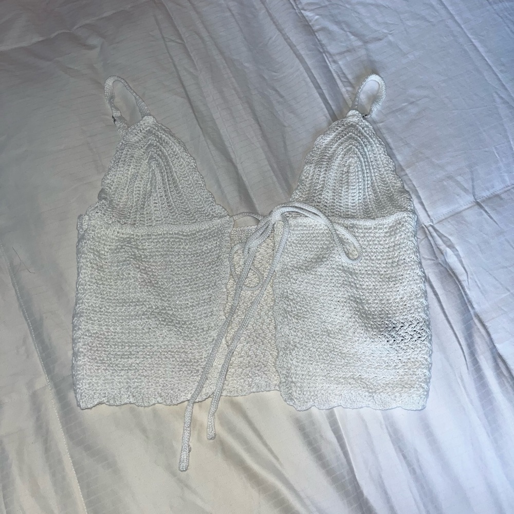 SHEIN knit open tie tank